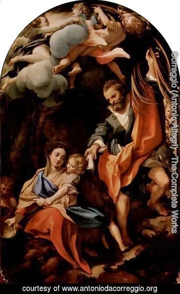 Correggio (Antonio Allegri) - Madonna della Scodella, scene, resting on the flight to Egypt