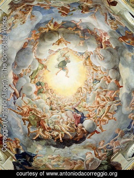 Correggio (Antonio Allegri) - Assumption of the Virgin, from the ceiling of the dome, 1526-30