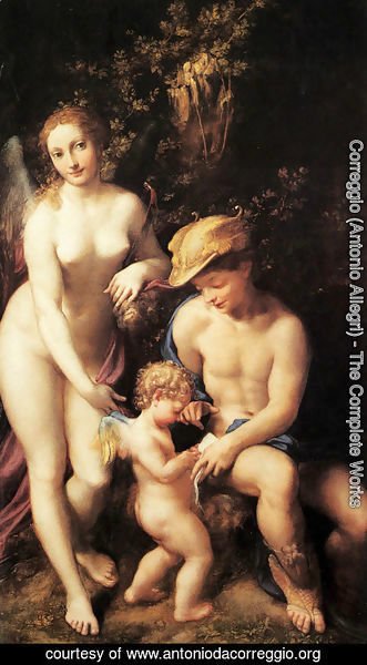 Correggio (Antonio Allegri) - Venus with Mercury and Cupid,  The School of Love  1525