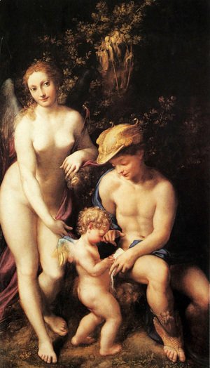 Correggio (Antonio Allegri) - Venus with Mercury and Cupid,  The School of Love  1525