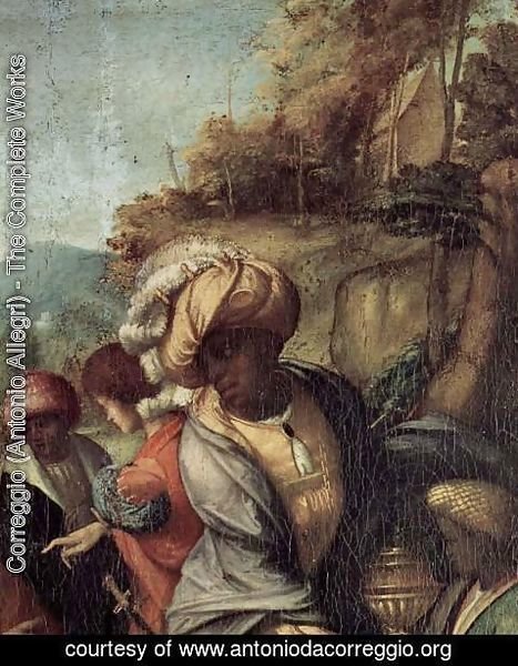 Correggio (Antonio Allegri) - Adoration of the Shepherds (The Night), detail, Maria and child (2)