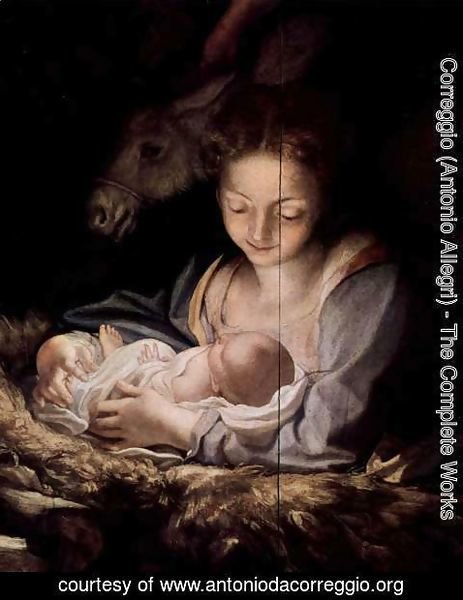 Correggio (Antonio Allegri) - Adoration of the Shepherds (The Night), detail, Maria and child