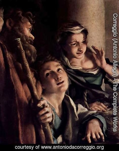 Correggio (Antonio Allegri) - Adoration of the Shepherds (The Night), detail, shepherds