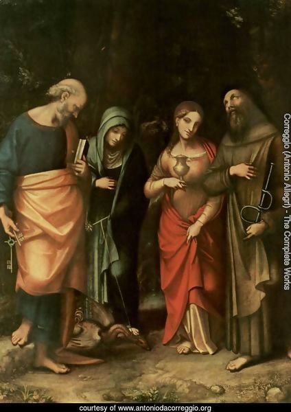 Four Saints, from left, St. Peter, St. Martha, St. Mary Magdalene, St. Leonard