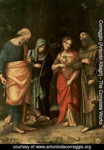 Correggio (Antonio Allegri) - Four Saints, from left, St. Peter, St. Martha, St. Mary Magdalene, St. Leonard