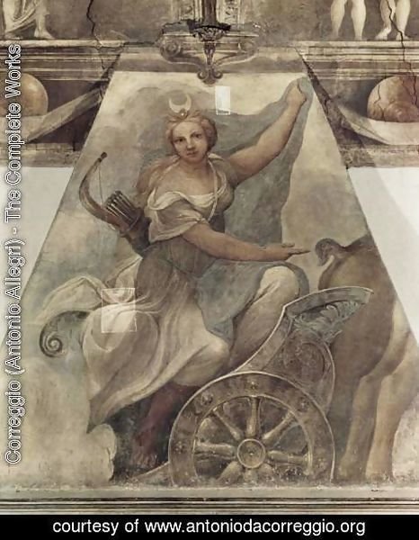 Correggio (Antonio Allegri) - Fresco in Nonnekloser San Paolo in Parma, Diana scene on fire in car