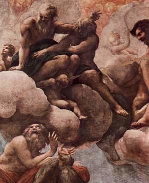 Correggio (Antonio Allegri) - Frescoes in the church of San Giovanni Evangelista in Parma, fresco dome, Scene, The Vision of St. John in Patmos, d