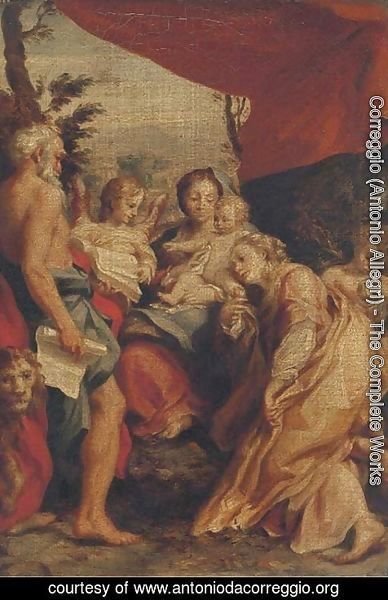 Correggio (Antonio Allegri) - The Madonna and Child with Saints Jerome and Mary Magdalene and angels