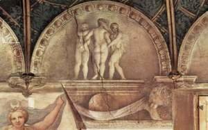 Correggio (Antonio Allegri) - Ceiling fresco in the convent of San Paolo in Parma, bezel, Scene Three Graces