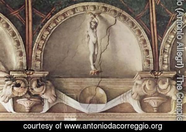 Correggio (Antonio Allegri) - Ceiling fresco in the convent of San Paolo in Parma, bezel, Scene Bound Juno